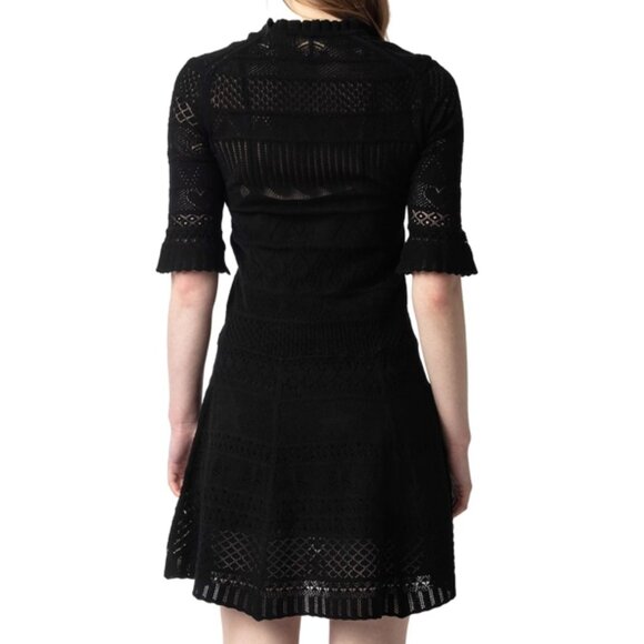Zadig & Voltaire Memphisa Pointelle Knit Dress-Black - Picture 3 of 7